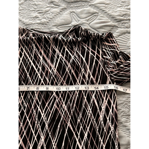 BCBGMAXAZRIA Jeanna Black White Abstract Midi Dress Long Sleeve Size S - Picture 9 of 10